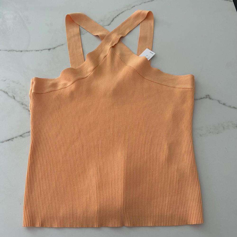 VICI Alessia Ribbed Halter Top in Tangerine - XL